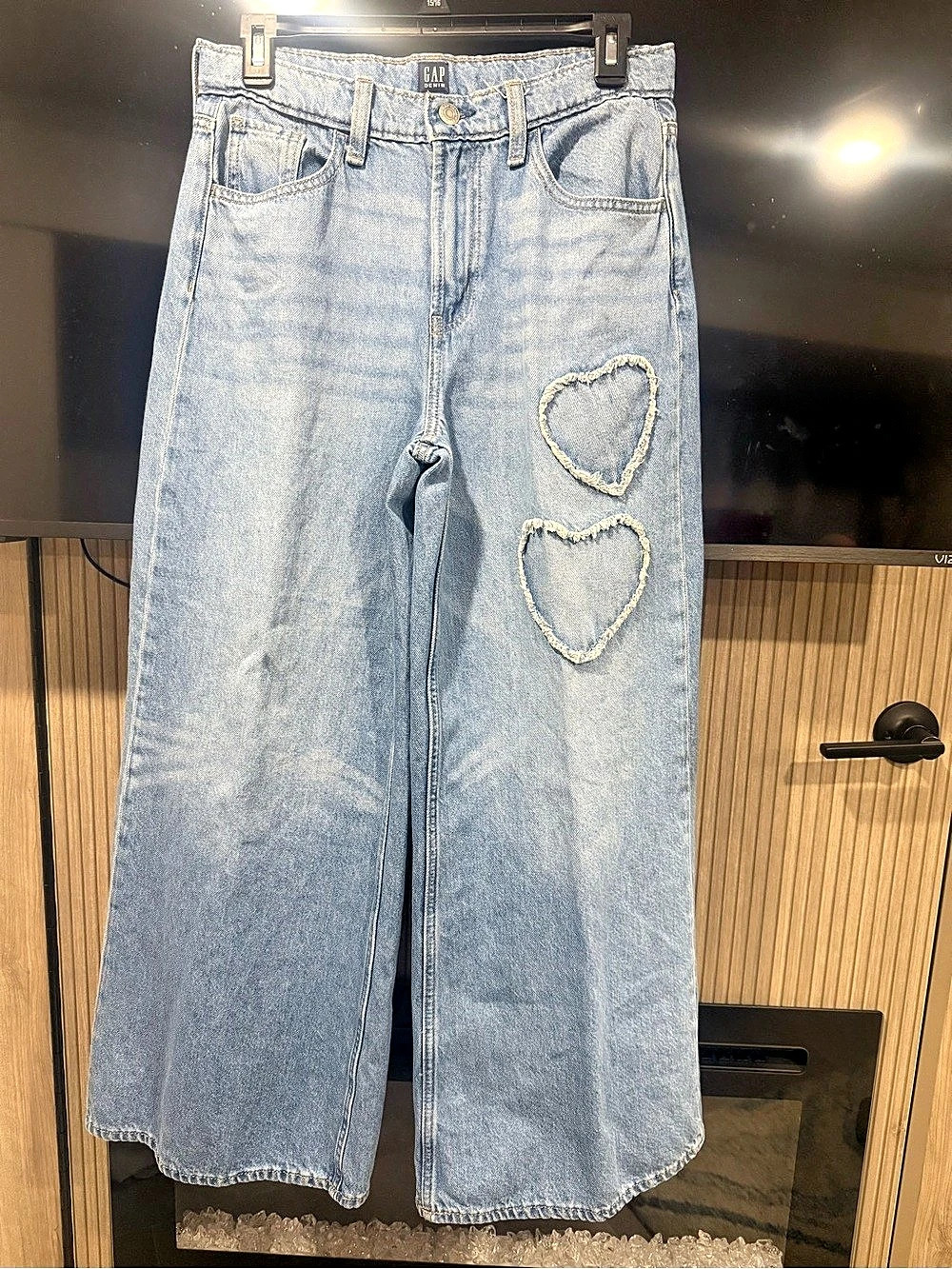GAP Kids Wide Leg Heart Detail Jeans Blue Waist 18